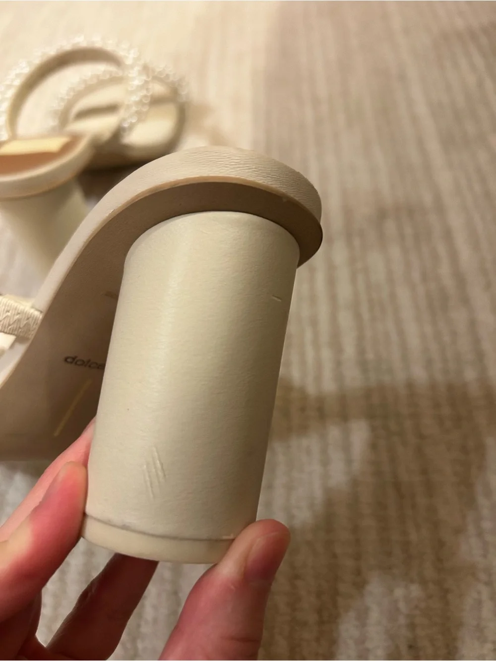 Dolce Vita Ivory Pearl Block Heel Sandals